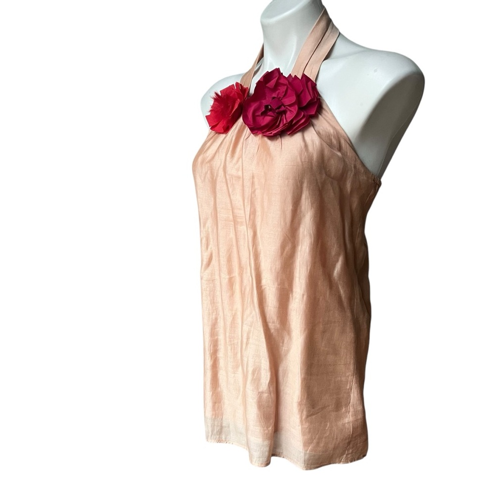 Ann Taylor Peach Floral Halter Top, Sz 2 - Picture 5 of 15